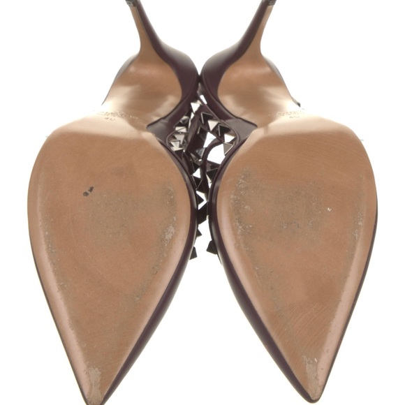 Valentino Garavani Rockstud Chain Rose Burgundy Shoes - Picture 5 of 7